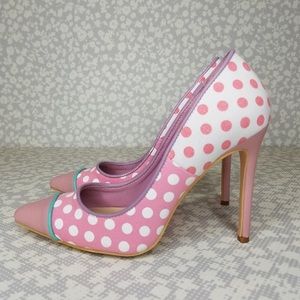 Pink & white polka dot heels